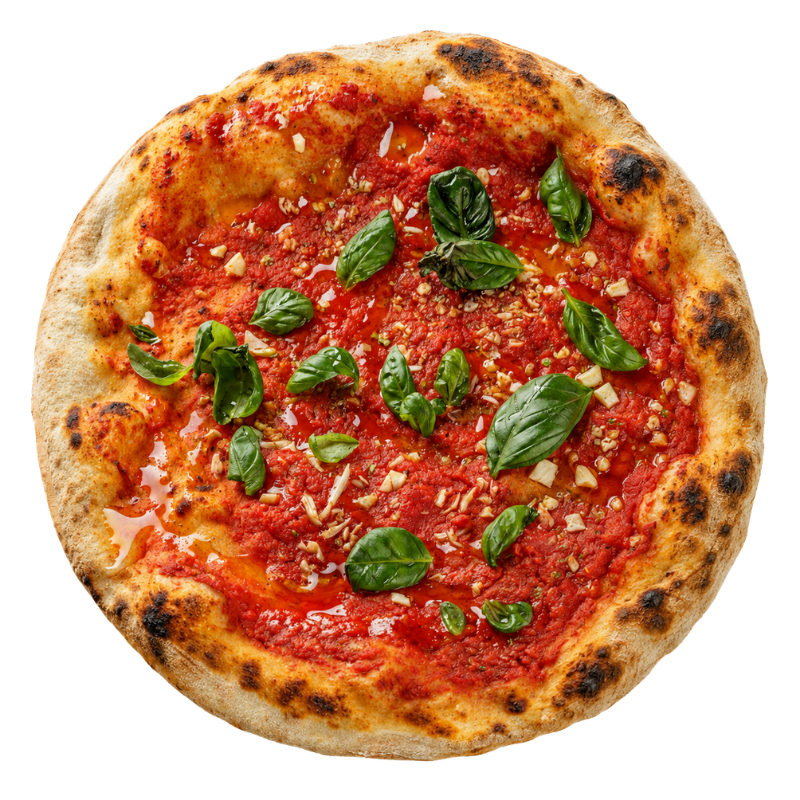 Pizza Marinara cu sos de roșii, usturoi și busuioc